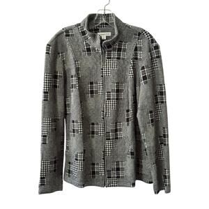 Coldwater Creek W18 Women’s Jacket Plaid Houndstooth Patchwork Style Zip Front